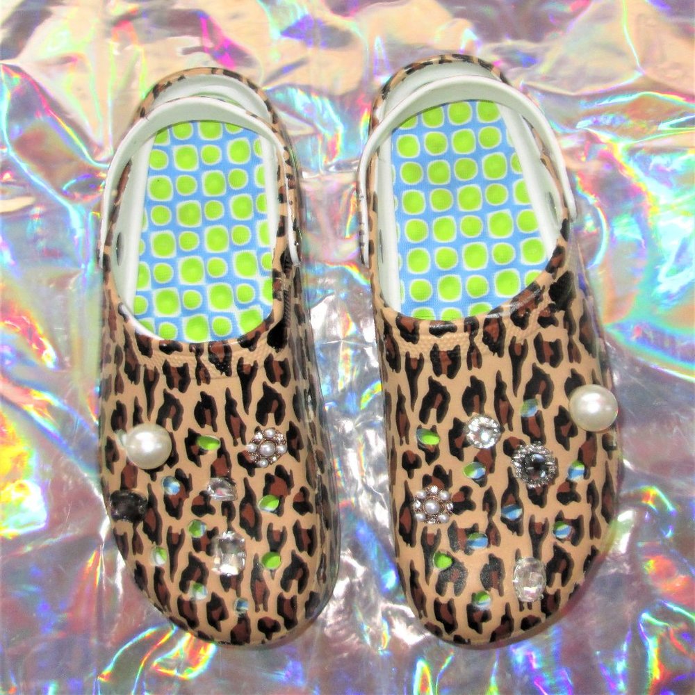 platform shoes leopard clogs size 10 42 heels